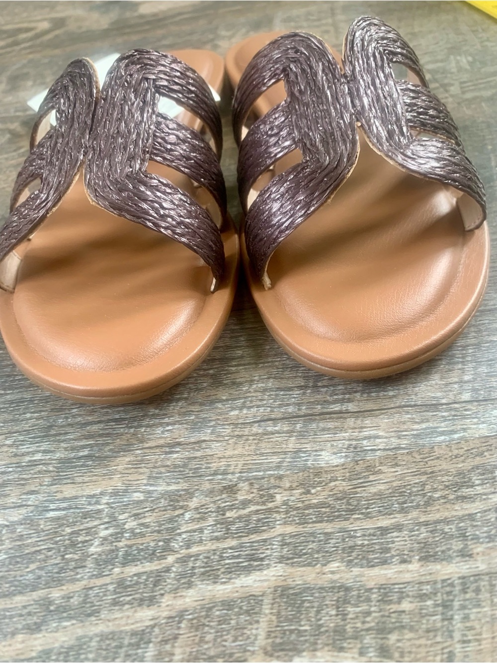 The Drop Brown Woven Raffia Slide Sandals - Picture 5 of 6